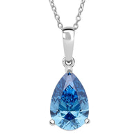 Luxuriant Lab Grown Blue Diamond (VS) (IR) Solitaire Pendant Necklace (18-20 Inches) in Rhodium Over Sterling Silver 2.00 ctw