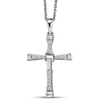 D'Joy White Zircon 0.50 ctw Cross Men's Pendant Necklace in Rhodium Over Sterling Silver (24 Inches) - Sticky add to cart bar