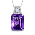 D'Joy Premium Lusaka Amethyst and Moissanite 6.60 ctw Signature Pendant Necklace in Rhodium Over Sterling Silver 20 Inches - Sticky add to cart bar