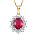 AAA African Ruby, Luxuriant Lab Grown Diamond G-H SI 4.28 ctw Pendant Necklace (20 Inches) in 18K Vermeil YG Over Sterling Silver - Sticky add to cart bar