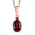 D'Joy Premium Orissa Rhodolite Garnet 1.60 ctw Velvet Fire Trilogy Pendant Necklace in 18K Vermeil Rose Gold Over Sterling Silver 20 Inches - Sticky add to cart bar