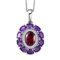 D'Joy Premium Orissa Rhodolite Garnet and Multi Gemstone 3.25 ctw Velvet Blossom Pendant Necklace in Rhodium Over Sterling Silver 20 Inches - Sticky add to cart bar