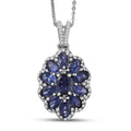 D'Joy Premium Catalina Iolite and Moissanite 2.85 ctw Floral Pendant Necklace in Rhodium Over Sterling Silver 20 Inches - Sticky add to cart bar