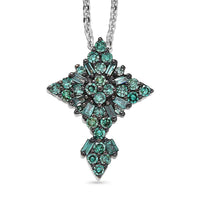 Luxuriant Lab Grown Green Diamond (IR) SI 0.50 ctw Forever Green Faith Pendant Necklace in Rhodium Over Sterling Silver 20 Inches