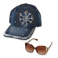 Ankur Treasure Chest La Marey Gradient Black Gray UV400 Sunglasses and Black Color Resin Crystal Hat