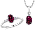 D'Joy Premium Orissa Rhodolite Garnet, Moissanite Ring (Size 5.0), Pendant Necklace (20 Inches) in Rhodium Over Sterling Silver 2.15 ctw - Sticky add to cart bar