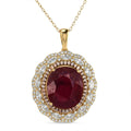D'Joy Premium Niassa Ruby (FF), Champagne Zircon and White Zircon 15.15 ctw Regal Bloom Pendant Necklace in 18K Vermeil Yellow Gold Over Sterling Silver 20 Inches - Sticky add to cart bar