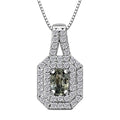 D'Joy Premium Australian Sapphire and White Zircon 1.30 ctw Velvet Eclipse Pendant Necklace in Rhodium Over Sterling Silver 20 Inches - Sticky add to cart bar
