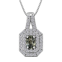 D'Joy Premium Australian Sapphire and White Zircon 1.30 ctw Velvet Eclipse Pendant Necklace in Rhodium Over Sterling Silver 20 Inches