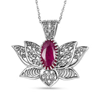 D'Joy Passport to Turkey Premium Niassa Ruby (FF) 3.10 ctw Pendant Necklace in Rhodium Over Sterling Silver 20 Inches