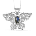 D'Joy Passport to Turkey AAA Malagasy Labradorite 2.35 ctw Butterfly Pendant Necklace in Rhodium Over Sterling Silver 20 Inches - Sticky add to cart bar