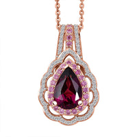 D'Joy Premium Orissa Rhodolite Garnet and Multi Gemstone 2.00 ctw Wine & Blush Radiance Pendant Necklace in 18K Vermeil Rose Gold Over Sterling Silver 20 Inches