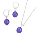 Purple Freshwater Pearl Necklace (18 Inches) and Earrings in Sterling Silver - Sticky add to cart bar