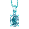 D'Joy Premium Cambodian Blue Zircon 1.30 ctw Ocean wave Pendant Necklace in Blue E-coat Sterling Silver 20 Inches - Sticky add to cart bar