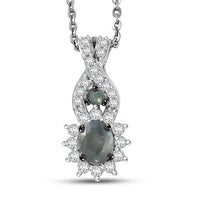 D'Joy Narsipatnam Alexandrite and Moissanite 0.70 ctw Royal Glow Pendant Necklace in Rhodium Over Sterling Silver 20 Inches