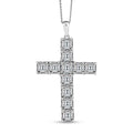 D'Joy Premium Asscher Cut White Topaz 16.00 ctw Cross Eternal Spark Pendant Necklace in Rhodium Over Sterling Silver (20 Inches) - Sticky add to cart bar