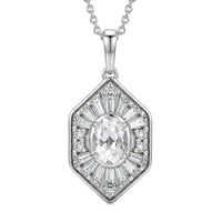 D'Joy White Topaz 1.80 ctw Victorian Royale Pendant Necklace in Rhodium Over Sterling Silver 20 Inches