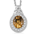 EverTrue Brazilian Citrine and White Zircon 3.10 ctw Pendant in Platinum Bond with Stainless Steel Necklace 20 Inches - Sticky add to cart bar