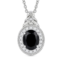EverTrue Thai Black Spinel and White Zircon 4.15 ctw Pendant in Platinum Bond with Stainless Steel Necklace 20 Inches