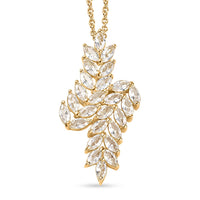 EverTrue Lab Created Sapphire 4.00 ctw Leaf Vine Pendant in 18K YG Plated with ION Plated YG Stainless Steel Necklace (20 Inches)