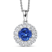 Certified & Appraised D'Joy Premium Tanzanite, Moissanite Pendant with Chain (Size 20) in Rhodium Over Sterling Silver 2.20 ctw (Del. in 10 - 15 Days)