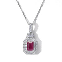 D''Joy Premium Taveta Ruby and Moissanite 2.10 ctw Pendant Necklace in Rhodium Over Sterling Silver 20 Inches
