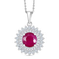 Certified & Appraised D'Joy Premium Royal Ruby and Moissanite 3.40 ctw Pendant Necklace in Rhodium Over Sterling Silver 20 Inches Del. in 10-12 Days - Sticky add to cart bar