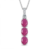 Certified & Appraised D'Joy Premium Montepuez Ruby, Moissanite Pendant Necklace (20 Inches) in Rhodium Over Sterling Silver 3.77 ctw