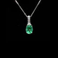 Certified & Appraised D'Joy Premium Kagem Zambian Emerald and Moissanite 1.90 ctw Pendant Necklace (20 Inches) in Rhodium Over Sterling Silver - Sticky add to cart bar