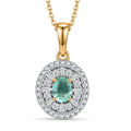 D'Joy Boyaca Colombian Emerald and Diamond 0.65 ctw Green Fire Burst Pendant Necklace in 18K Vermeil Yellow Gold Over Sterling Silver 20 Inches - Sticky add to cart bar