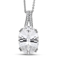 D'Joy White Topaz 7.90 ctw Royal Sparkle Pendant Necklace in Rhodium Over Sterling Silver 20 Inches