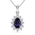 D'Joy Premium Catalina Iolite and Moissanite 1.10 ctw Royal Violet Elegance Pendant Necklace in Rhodium Over Sterling Silver 20 Inches - Sticky add to cart bar