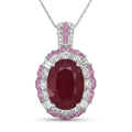 D'Joy Niassa Ruby (FF) and Multi Gemstone 12.30 ctw Fiery Passion Pendant Necklace in Rhodium Over Sterling Silver 20 Inches - Sticky add to cart bar