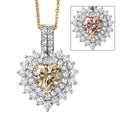 Certified & Appraised D'Joy Premium Turkizite and Moissanite 2.20 ctw Heart Pendant Necklace in 18K Vermeil YG Over Sterling Silver (20 Inches) - Sticky add to cart bar