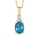 Luxoro AAAA Cambodian Blue Zircon and Diamond I2 4.65 ctw Ocean Light Pendant Necklace in 10K Yellow Gold 20 Inches - Sticky add to cart bar