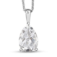 D'Joy White Topaz Pendant Necklace (20 Inches) in Rhodium Over Sterling Silver 3.50 ctw