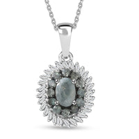 D'Joy Narsipatnam Alexandrite and Diamond 1.10 ctw Eclipse Empress Pendant Necklace in Rhodium Over Sterling Silver 20 Inches