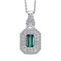 Certified & Appraised D'Joy Pirineu Lagoon Tourmaline and Moissanite 1.50 ctw Pendant Necklace in Rhodium Over Sterling Silver 20 Inches - Sticky add to cart bar