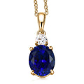EverTrue Lab Created Blue and White Sapphire Pendant in 18K YG Plated with ION Plated YG Stainless Steel (20 Inches) 7.40 ctw - Sticky add to cart bar