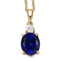 EverTrue Lab Created Blue and White Sapphire Pendant in 18K YG Plated with ION Plated YG Stainless Steel (20 Inches) 7.40 ctw