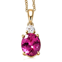 EverTrue Lab Created Blue and White Sapphire Pendant in 18K YG Plated with ION Plated YG Stainless Steel (20 Inches) 7.40 ctw