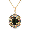AAA Milanoa Green Sapphire and Luxuriant Lab Grown Multi Diamond (IR) (SI) 3.25 ctw Garden Royale Pendant Necklace in 10K Yellow Gold 18 Inches - Sticky add to cart bar