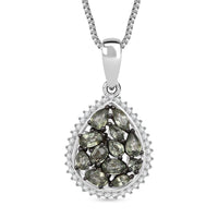 D'Joy Premium Green Sapphire, Moissanite Secret Garden Bloom Pendant Necklace (20 Inches) in Rhodium Over Sterling Silver 3.00 ctw