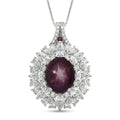 D'Joy Blue Star Sapphire (DF), Multi Gemstone Royal Star Bloom Pendant Necklace (20 Inches) in Rhodium Over Sterling Silver 9.80 ctw - Sticky add to cart bar