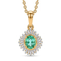 D'Joy Boyaca Colombian Emerald and Diamond 0.50 ctw  Sunburst Halo Pendant Necklace in 18K Vermeil Yellow Gold Over Sterling Silver 20 Inches - Sticky add to cart bar