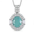 D'Joy Premium Grandidierite and Moissanite 3.50 ctw Pendant Necklace in Rhodium Over Sterling Silver (20 Inches) - Sticky add to cart bar