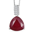 Certified & Appraised D'Joy Niassa Ruby (FF) and Moissanite 8.92 ctw Pendant Necklace in Rhodium Over Sterling Silver (20 Inches) - Sticky add to cart bar