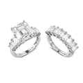 D'Joy Moissanite (Oct 12x10mm) Set of 2 Ring in Rhodium Over Sterling Silver 10.65 ctw - Sticky add to cart bar