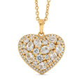 EverTrue Lab Created White Sapphire 2.50 ctw Heart Pendant in 18K YG Plated with ION Plated YG Stainless Steel Necklace (20 Inches) - Sticky add to cart bar
