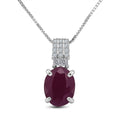 D'Joy AAA Natural Ruby and Moissanite 2.60 ctw Dynasty Flame Pendant Necklace in Rhodium Over Sterling Silver (20 Inches) - Sticky add to cart bar